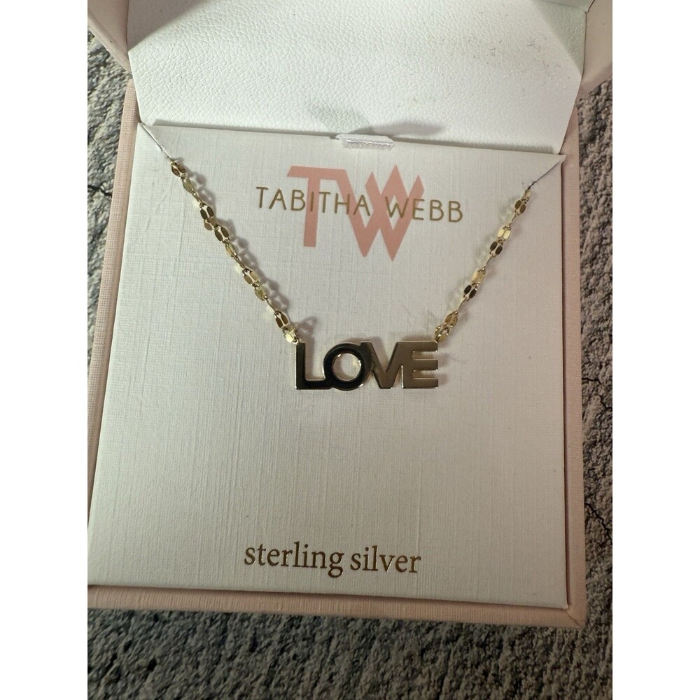 NEW IN BOX Tabitha Webb Love Vermeil Sterling Silver Necklace Adjustable 16+2"